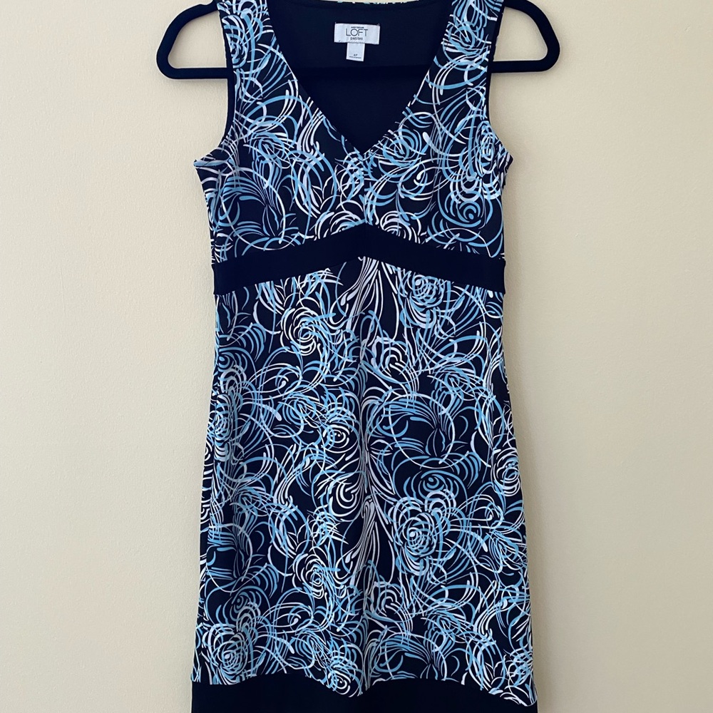 LOFT Blue Sleeveless V-Neck Mini Sundress